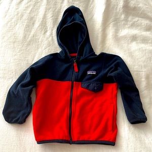 Patagonia toddler Micro-D fleece, red and blue